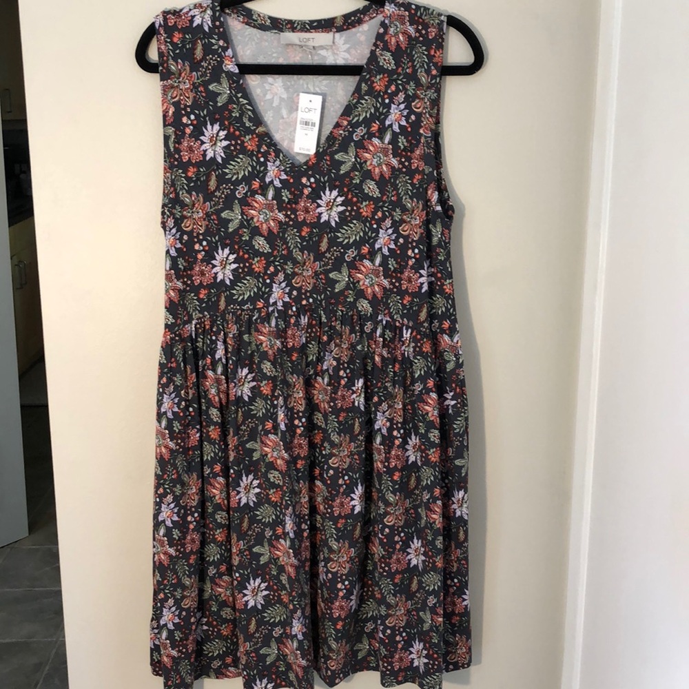 NWT charcoal floral dress
